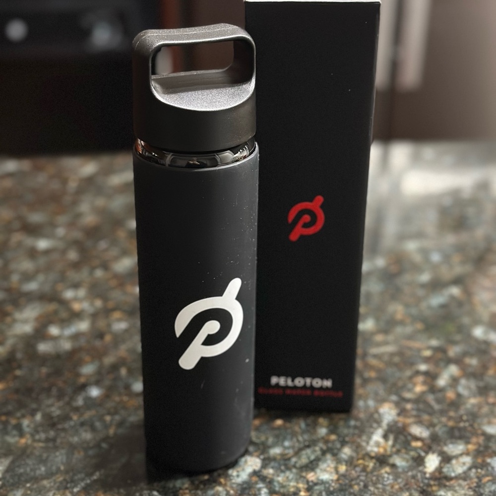 Glass Peloton Matte Black Bottle with Logo